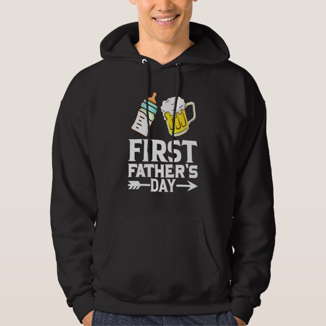 First Father s Day  Beer Baby Bottle Dad Daddy Men Hoodie (Framsida)