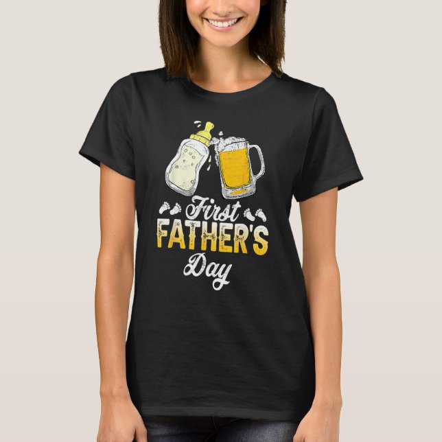 First Father s Day  Beer Baby Bottle Daddy 2023 Da T Shirt (Framsida)
