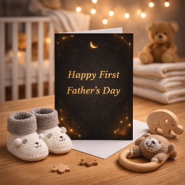 First Father’s Day Elegant Gold Personalized Card  Kort