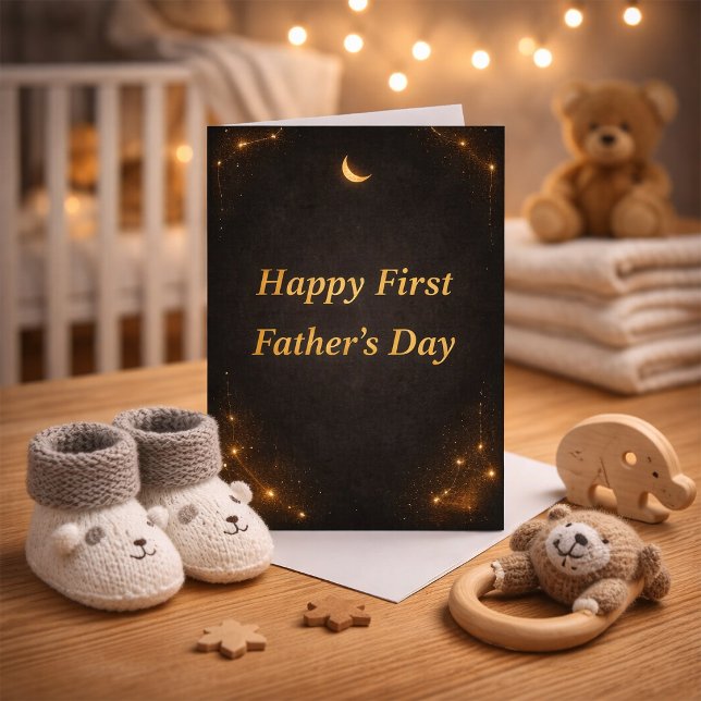 First Father’s Day Elegant Gold Personalized Card  Kort (Skapare uppladdad)