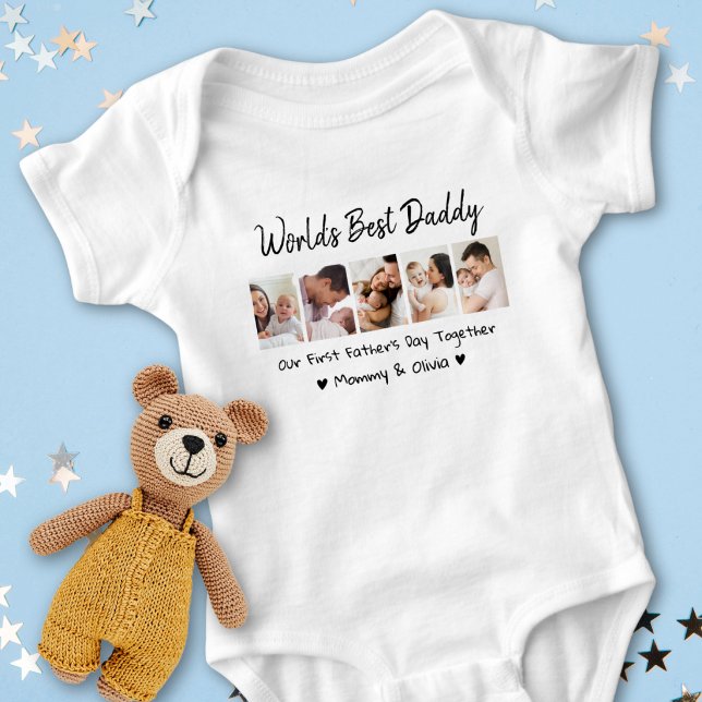 First Father's Day World's Best Daddy 5 Photo   T Shirt (Skapare uppladdad)