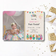 First Fiesta Cactus Succulent Girl Birthday Photo