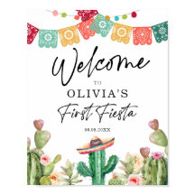 First Fiesta Welcome Sign 1 Birthday Mexican