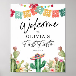 First Fiesta Welcome Sign 1 Birthday Mexican Poster