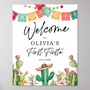 First Fiesta Welcome Sign 1 Birthday Mexican Poster