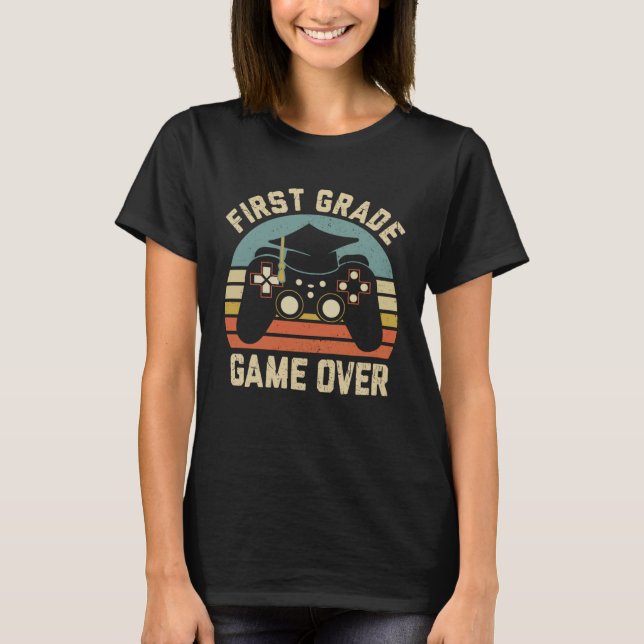 First Grade Game Over Happy Last Day Of School Boy T Shirt (Framsida)