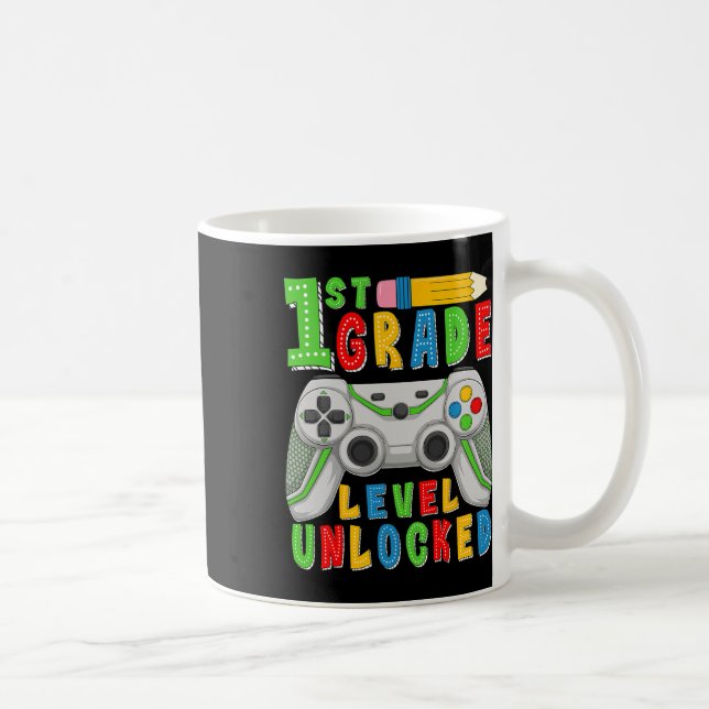 First Grade Level Unlocked Ck To School Gamer Boys Kaffemugg (Höger)