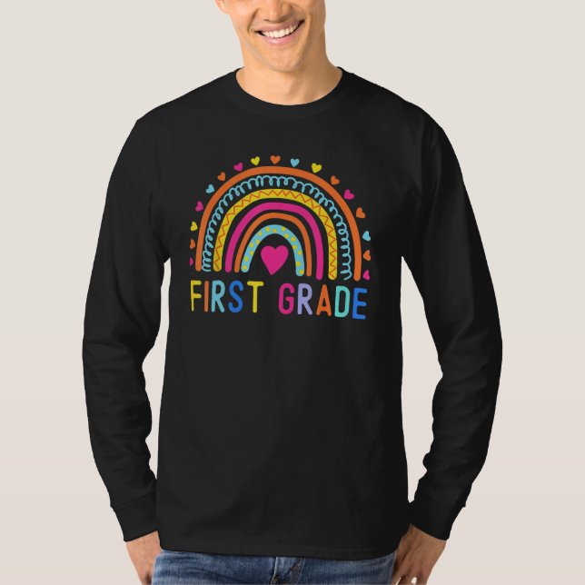 First Grade Rainbow Girls Boys Teacher Team 1st Gr T Shirt (Framsida)