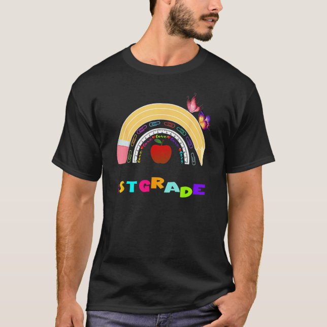 First Grade Rainbow Girls Boys Teacher Team 1st Gr T Shirt (Framsida)