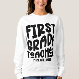First Grade Teacher Black Typography Design T Shirt
