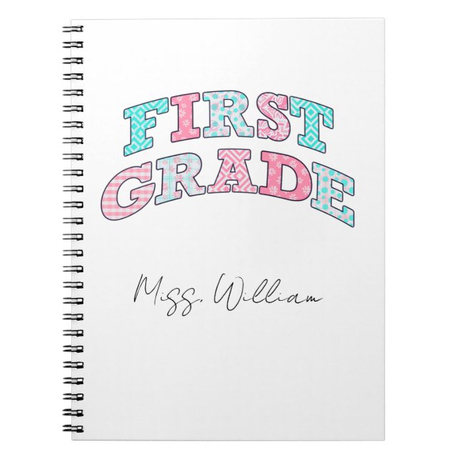 First Grade Teacher  Personalized Spiral Anteckningsbok (Framsidan)