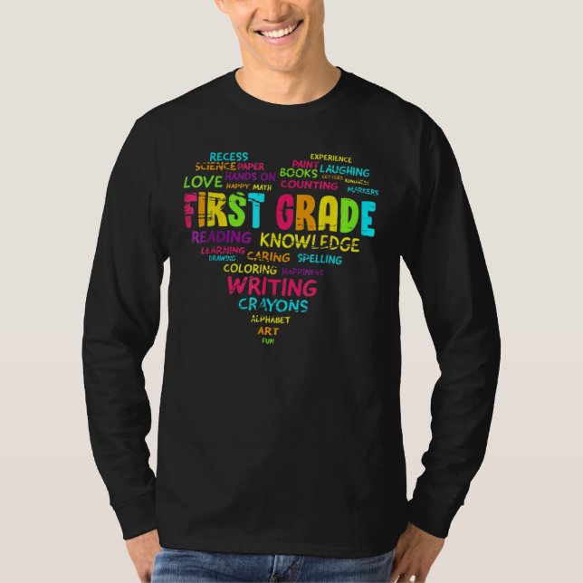 First Grade Team Teacher Student 1st Grade Heart T Shirt (Framsida)