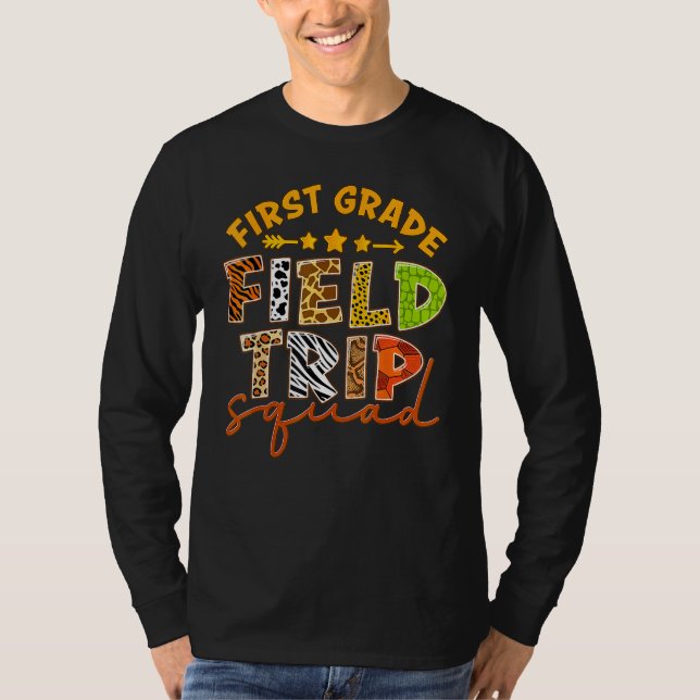 First Grade Zoo Field Trip Squad Matching Students T Shirt (Framsida)