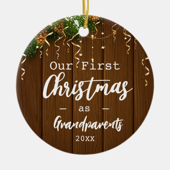 First Grandföräldrar God jul Ljus Photo Julgransprydnad Keramik (Framsidan)