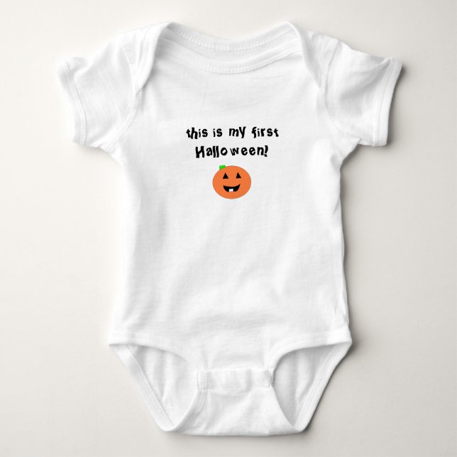 First Halloween Baby Bodykostydräkt T Shirt (Framsida)