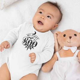 First Halloween Baby Boo Black and White T Shirt