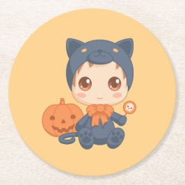 First Halloween Cute Baby Black Cat Costume Underlägg Papper Rund