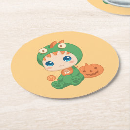 First Halloween Cute Baby Dragon Dinosaur Costume Underlägg Papper Rund