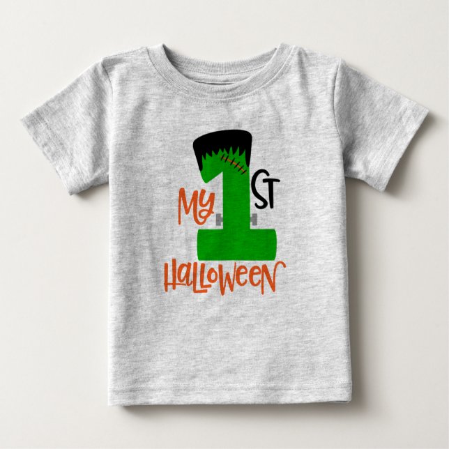 First Halloween Frankenstein Design T Shirt (Framsida)
