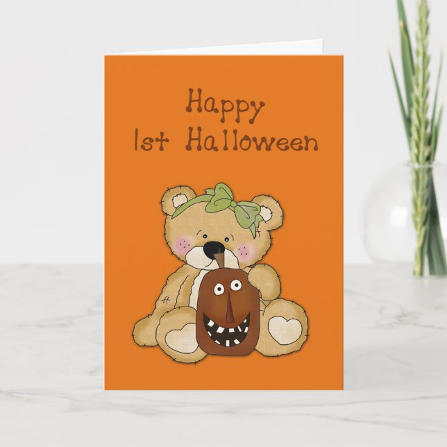 First Halloween Girl Bear Kort (Framsida)