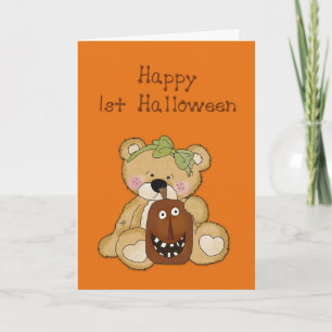 First Halloween Girl Bear Kort