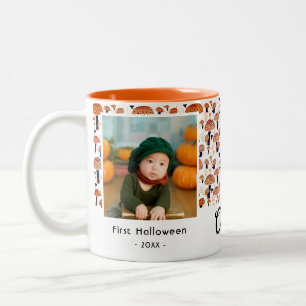 First Halloween Orange Mushroom Fall Photo Två-Tonad Mugg