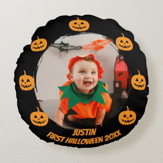 First Halloween Photo Rund Kudde (Framsidan)