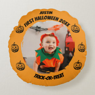 First Halloween Photo Rund Kudde
