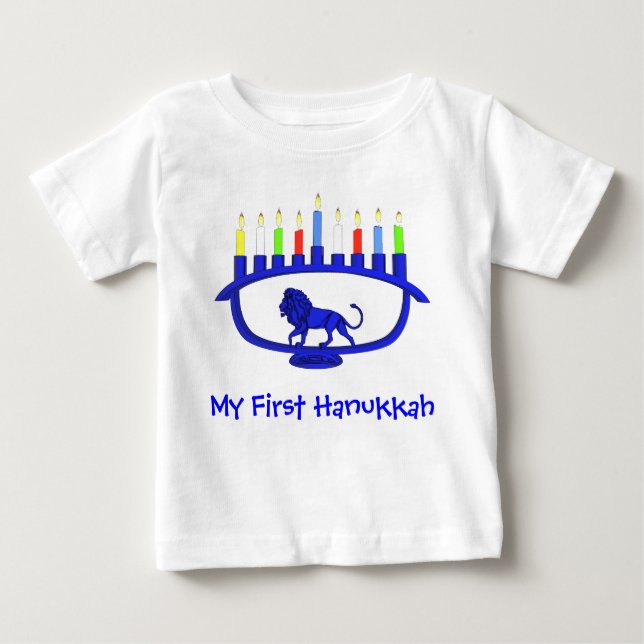 First Hanukkah Lejon Menorah T-shirt (Framsida)