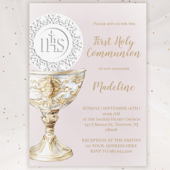 First Holy Communion Chalice Host Inbjudningar (Skapare uppladdad)