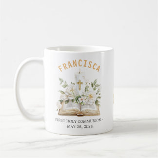 First Holy Communion Floral Bible Religious Kaffemugg