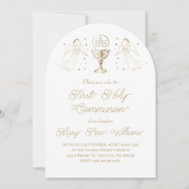 First Holy Communion golden angels Invitation Inbjudningar
