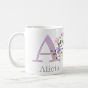 First Initial Plus Namn Abigail med Flowers Kaffemugg