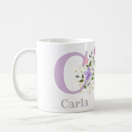 First Initial Plus Namn Carla with Flowers Kaffemugg