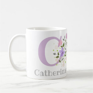 First Initial Plus Namn Catherine with Flowers Kaffemugg