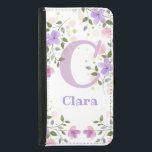 First Initial Plus Namn Clara med Flowers Plånboksfodral För Samsung Galaxy S5<br><div class="desc">Konstruktionen har Monogram & Namn med blommor på båda sidor i vatten färg pastel stil. Inledningsvis är brev C. Clara</div>