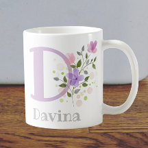 First Initial Plus Namn Davina med Flowers