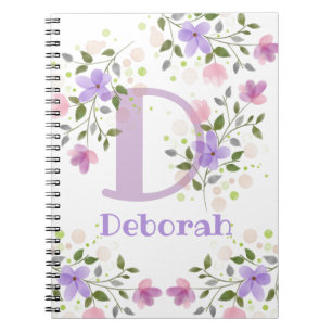 First Initial Plus Namn Deborah with Flowers Anteckningsbok