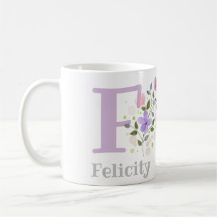 First Initial Plus Namn Felicity with Flowers Kaffemugg