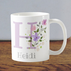 First Initial Plus Namn Heidi with Flowers Kaffemugg