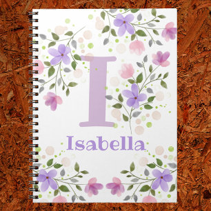 First Initial Plus Namn Isabella with Flowers Anteckningsbok