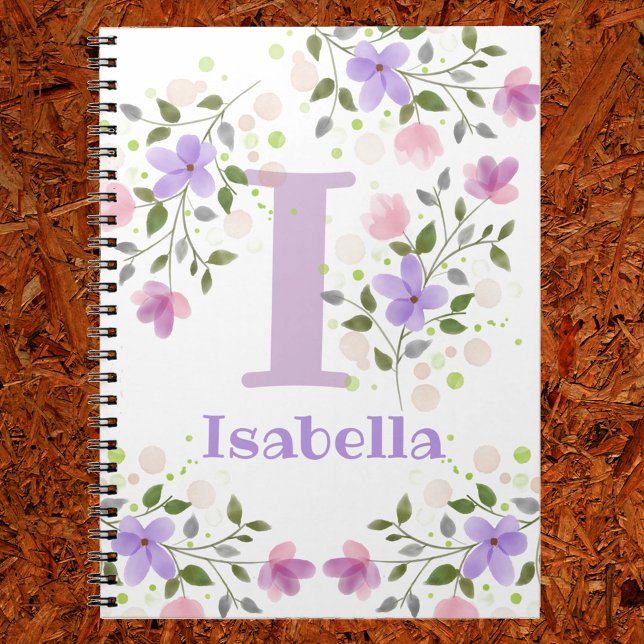 First Initial Plus Namn Isabella with Flowers Anteckningsbok (Skapare uppladdad)