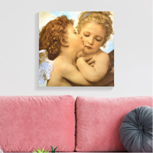 First Kiss (ängeldetalj) av Bouguereau Canvastryck