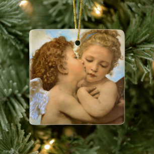 First Kiss (ängeldetalj) av Bouguereau Julgransprydnad Keramik