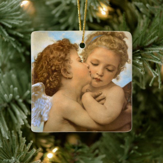 First Kiss (ängeldetalj) av Bouguereau Julgransprydnad Keramik (Träd)