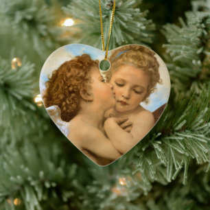 First Kiss (ängeldetalj) av Bouguereau Julgransprydnad Keramik