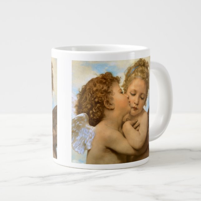 First Kiss (ängeldetalj) av Bouguereau Jumbo Mugg (Framsida höger)