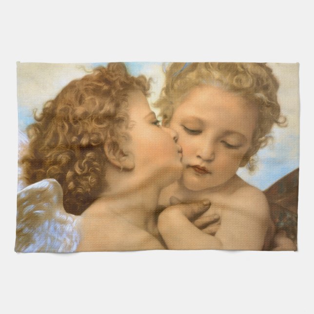 First Kiss (ängeldetalj) av Bouguereau Kökshandduk (Horisontell)
