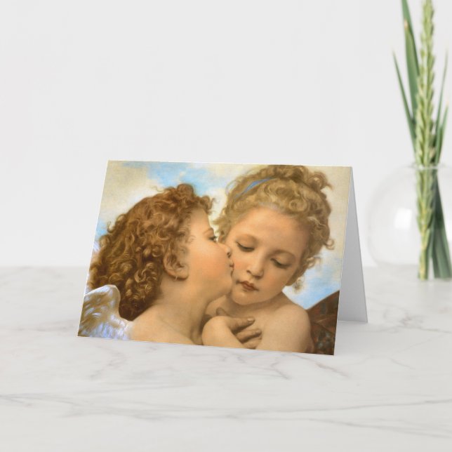 First Kiss (ängeldetalj) av Bouguereau Kort (Framsida)