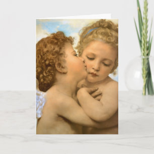First Kiss (ängeldetalj) av Bouguereau Kort